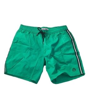 Mr. Swim solid with side tape green swim trunks size medium